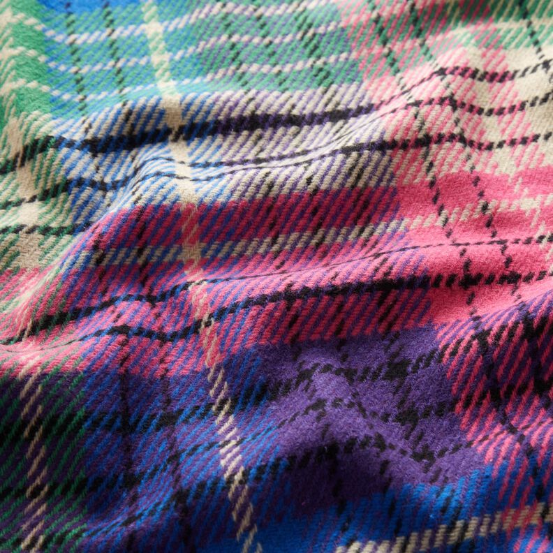 Coat fabric cotton mix check – pink/apple green,  image number 2