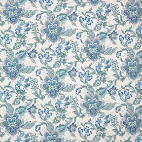 Decorative fabric Canvas Oriental ornamental flowers 280 cm – white/blue, 