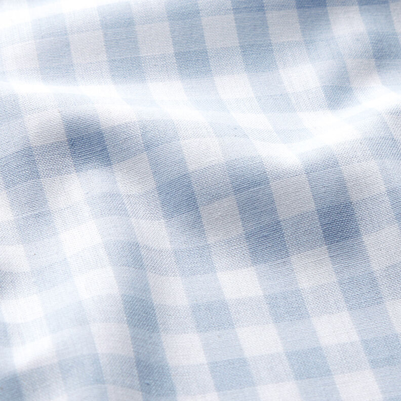Cotton Vichy check 1 cm – light wash denim blue/white,  image number 2