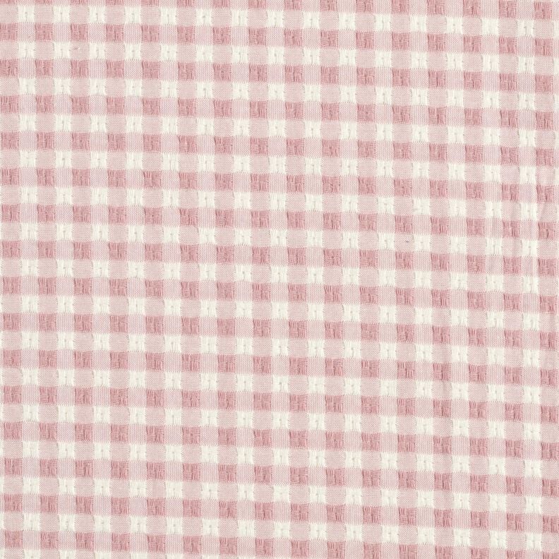 Textured check cotton fabric – white/light dusky pink,  image number 1