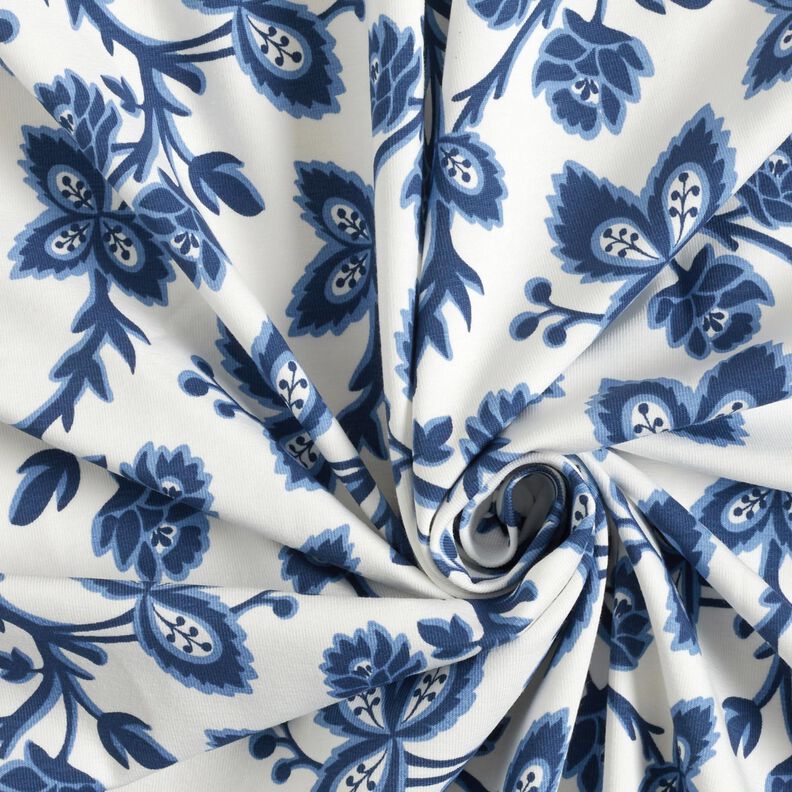 Cotton Jersey Hop tendrils – denim blue/white,  image number 3