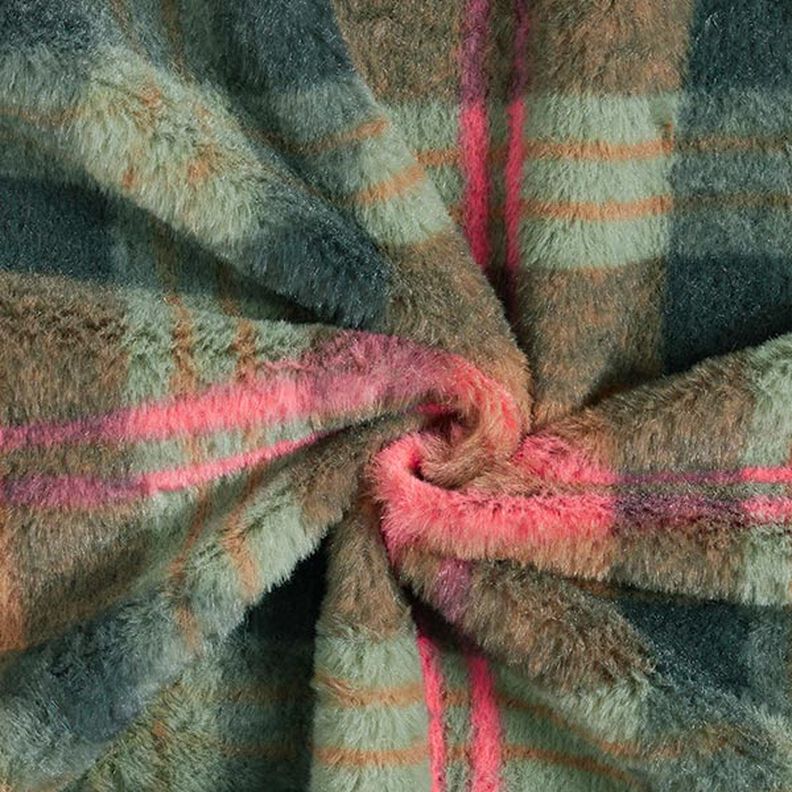 large checked faux fur – dark beige,  image number 4