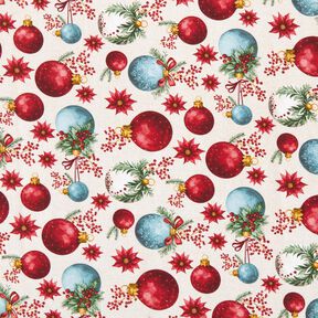 Decor Fabric Canvas Christmas Tree Baubles – natural/carmine, 