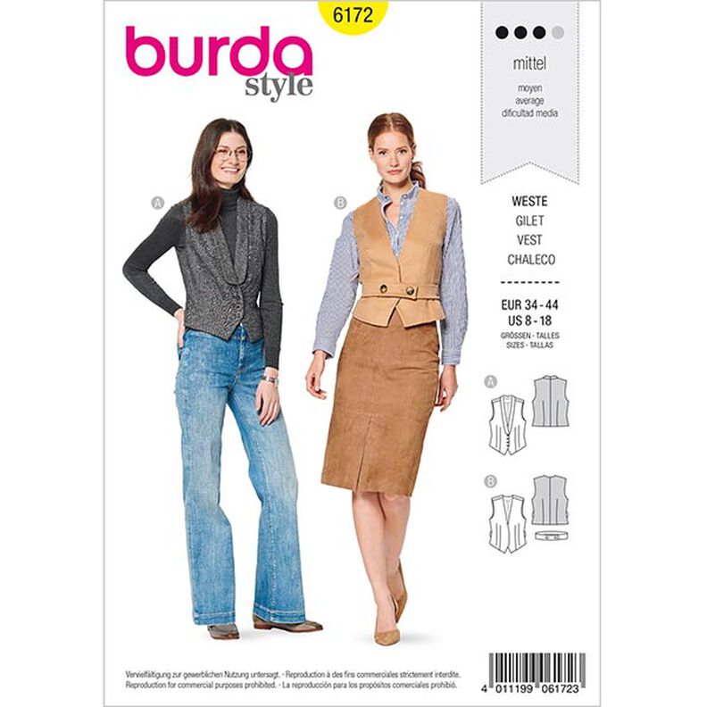 Waistcoat/Gilet, Burda 6172 | 34-44,  image number 1