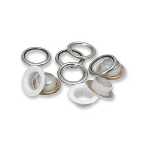 Eyelets with washers [20 pieces | Ø 11 mm] | Prym – white/metallic silver, 