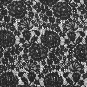 Floral motif fine lace fabric – black, 