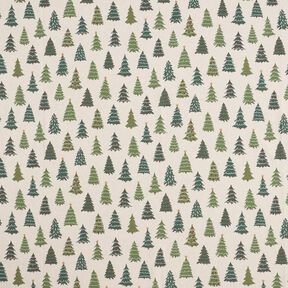 Decor Fabric Half Panama discreet fir trees – natural/green, 