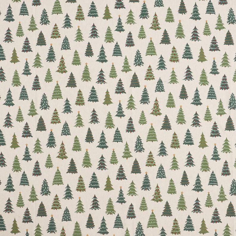 Decor Fabric Half Panama discreet fir trees – natural/green,  image number 1