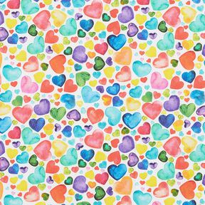 Cotton satin Colourful hearts, 