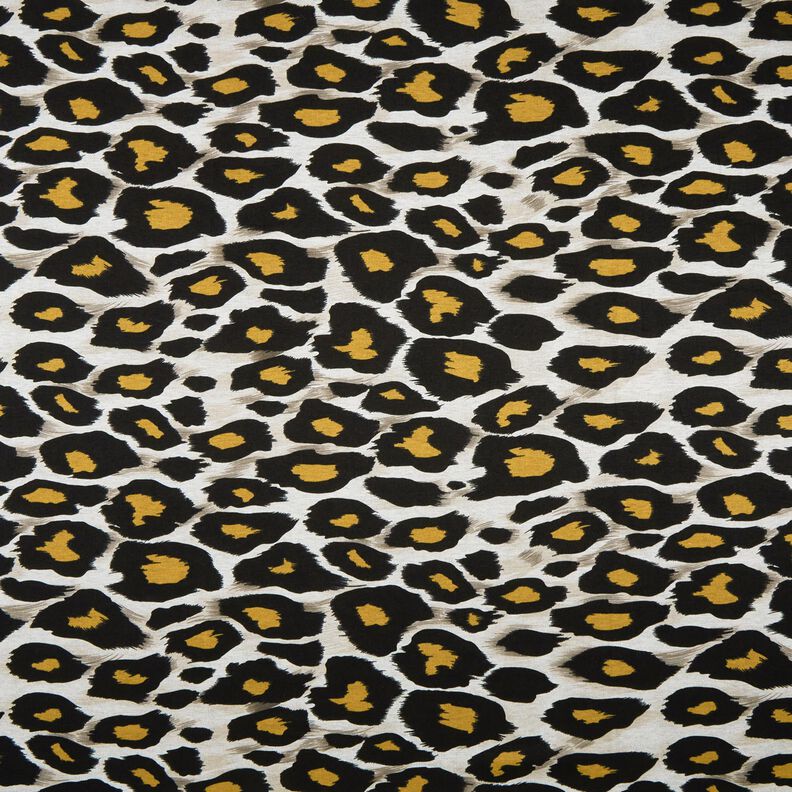 Viscose Jersey large leopard spots – light grey/curry yellow,  image number 1