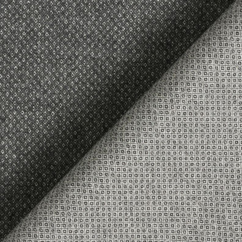 Stretch trouser fabric small diamonds – dark grey/offwhite,  image number 3