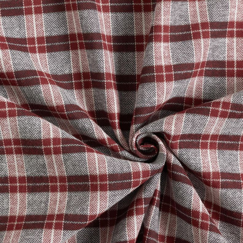 Flannel Check and Herringbone – burgundy/dark grey,  image number 3