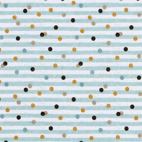 Cotton Poplin Stripes and dots Digital Print – ivory/sky blue, 