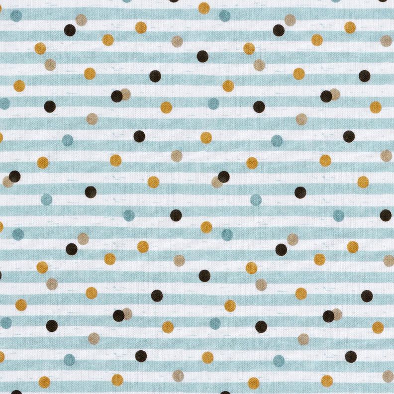 Cotton Poplin Stripes and dots Digital Print – ivory/sky blue,  image number 1