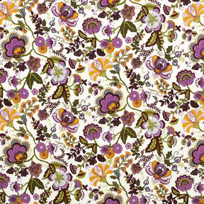 Cotton Poplin paisley flowers – ivory/red lilac, 