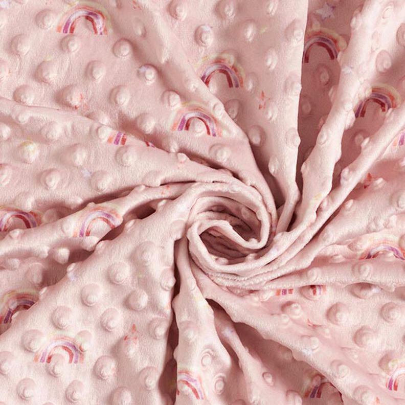 Cosy Fleece Embossed Dots and Rainbows – pink,  image number 4