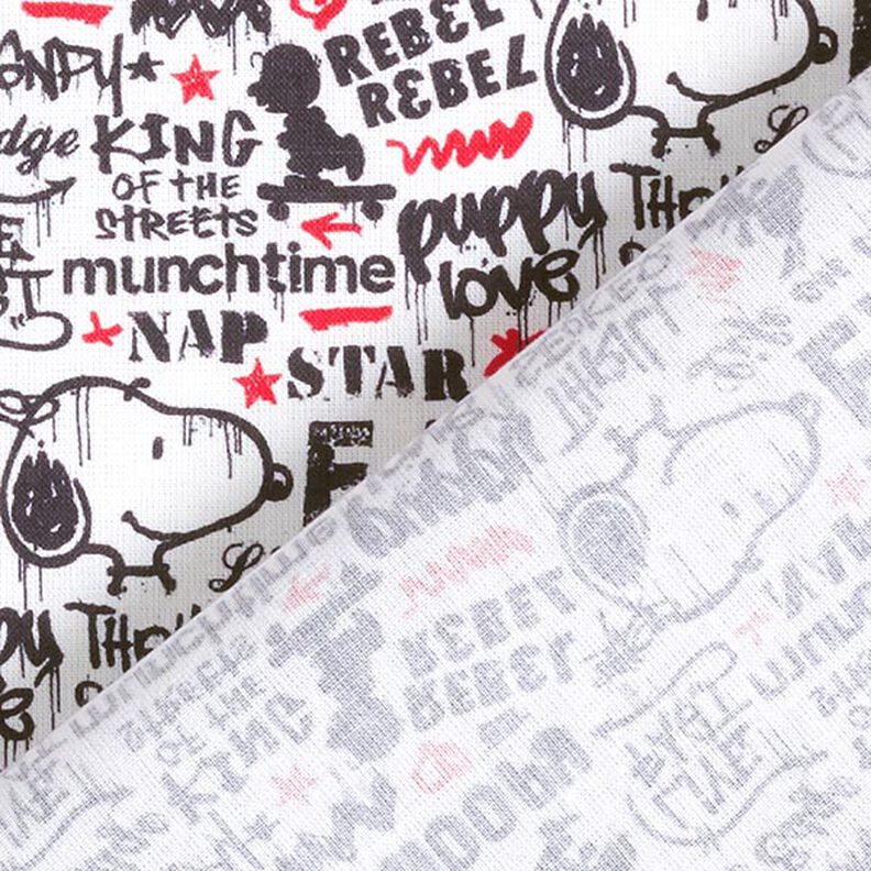 Cotton poplin licensed fabric Snoopy graffiti | Peanuts ™ – white,  image number 4