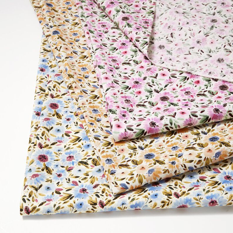 Sea of flowers cotton poplin – cashew/white,  image number 5