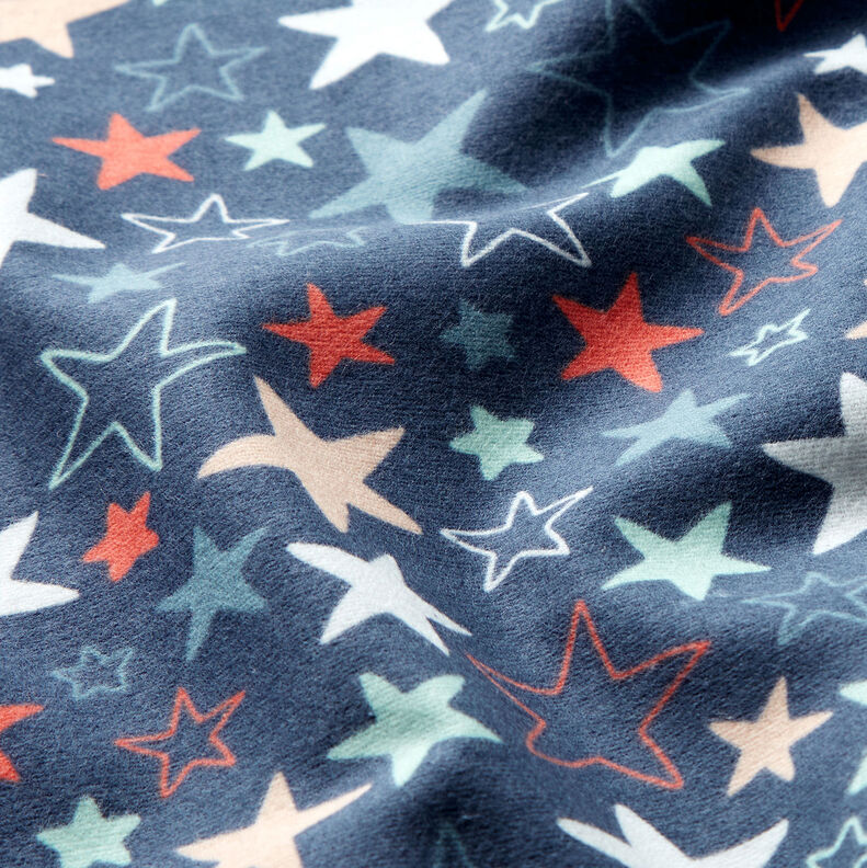 Cotton Flannel colourful stars – navy blue,  image number 2