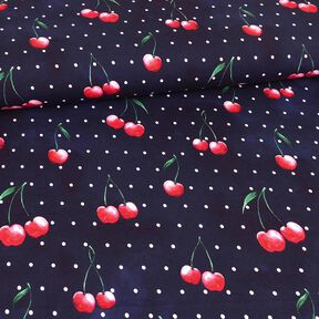 Cotton Jersey Cherries with dots | Glitzerpüppi – navy blue, 