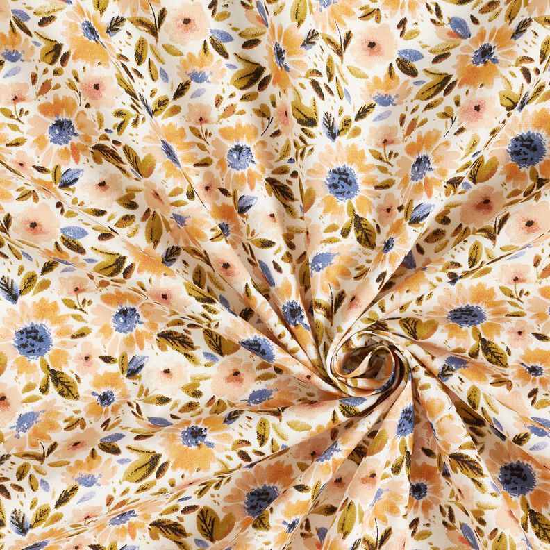 Sea of flowers cotton poplin – cashew/white,  image number 3