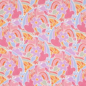 French Terry rainbow unicorn world Digital Print | by Poppy – pale berry/offwhite, 