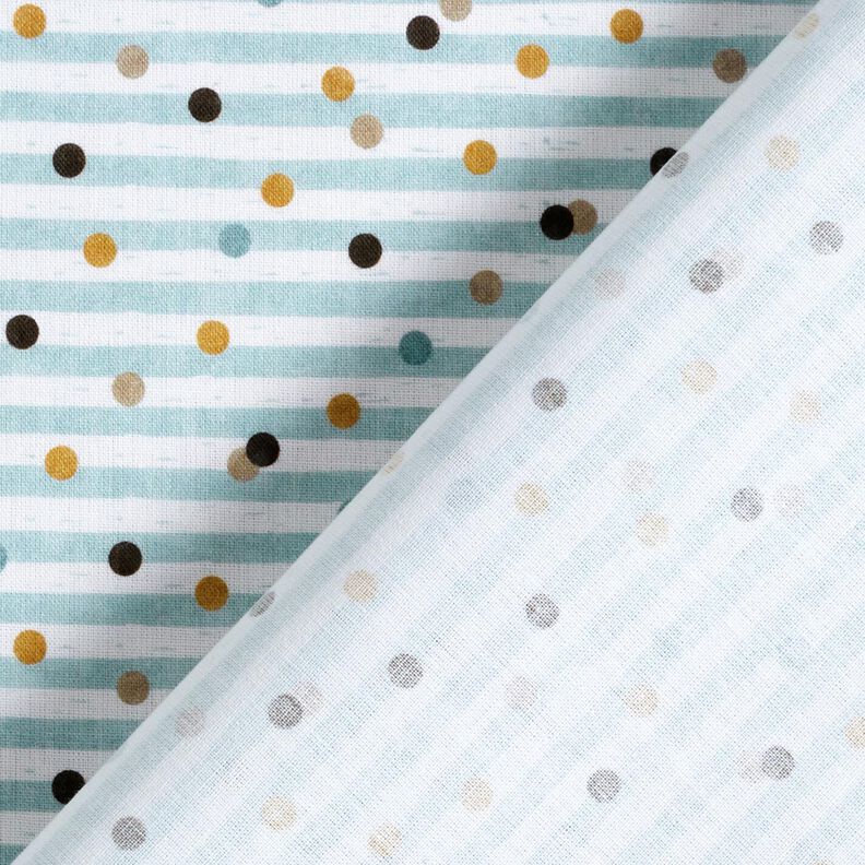 Cotton Poplin Stripes and dots Digital Print – ivory/sky blue,  image number 4