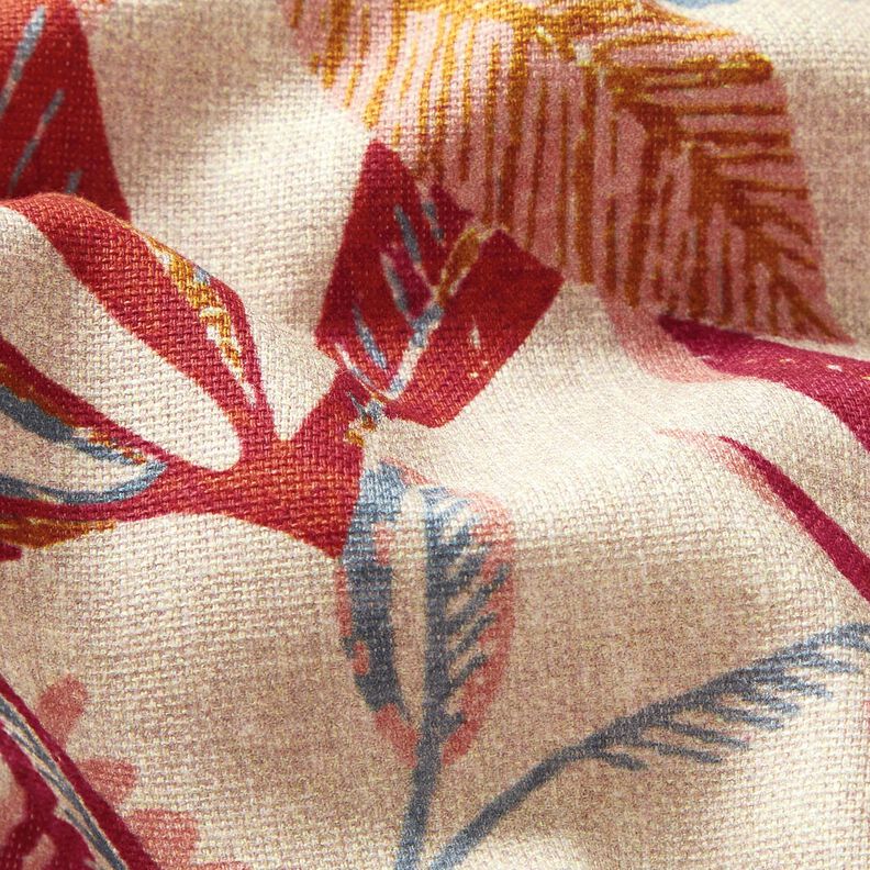 Decor Fabric Half Panama Floral – natural/berry,  image number 2