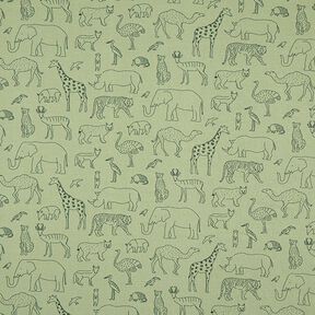 French Terry gezeichnete Safari-Tiere – light khaki, 