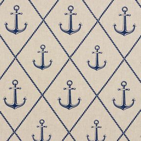 Decor Fabric Half Panama classic anchor – natural/navy blue, 