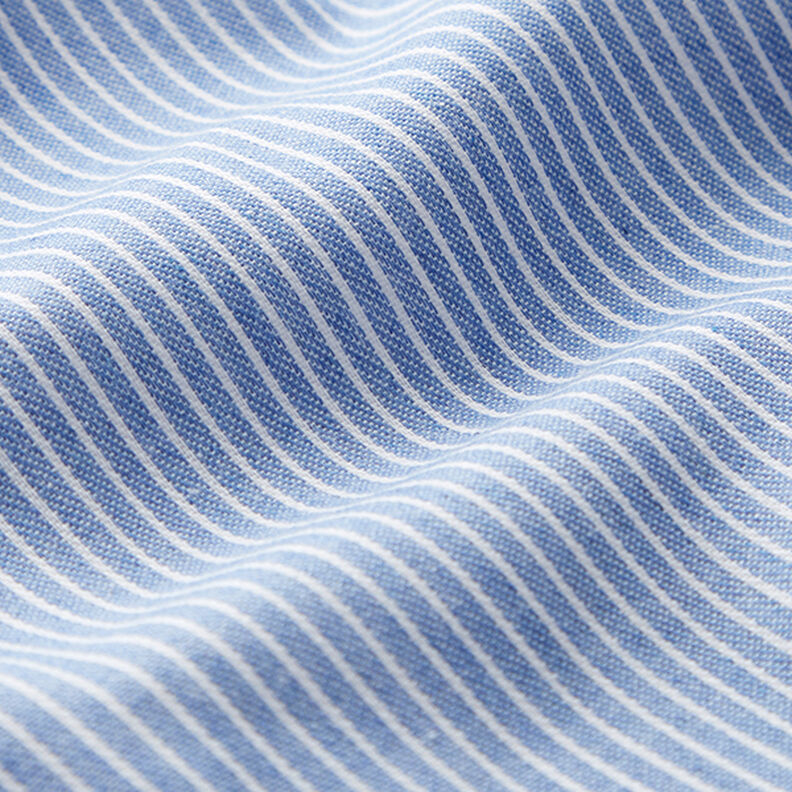 Blouse Fabric Cotton Blend Stripes – light blue/white,  image number 2