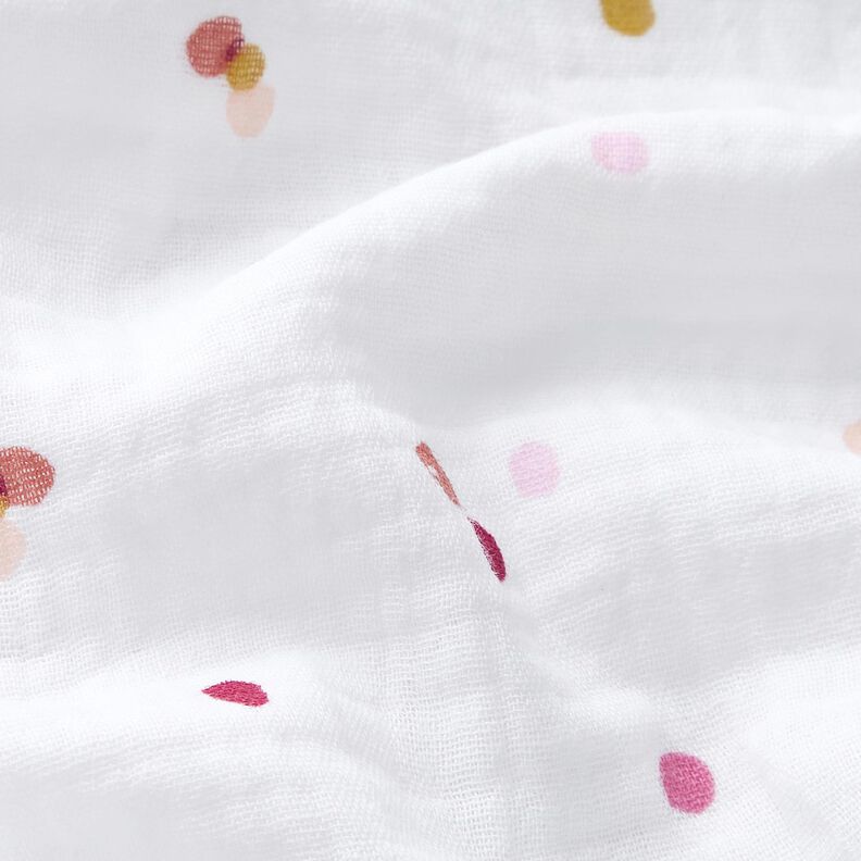 Double Gauze/Muslin colourful polka dots – white,  image number 2