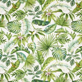 Decor Fabric Half Panama exotic leaves – green/white, 
