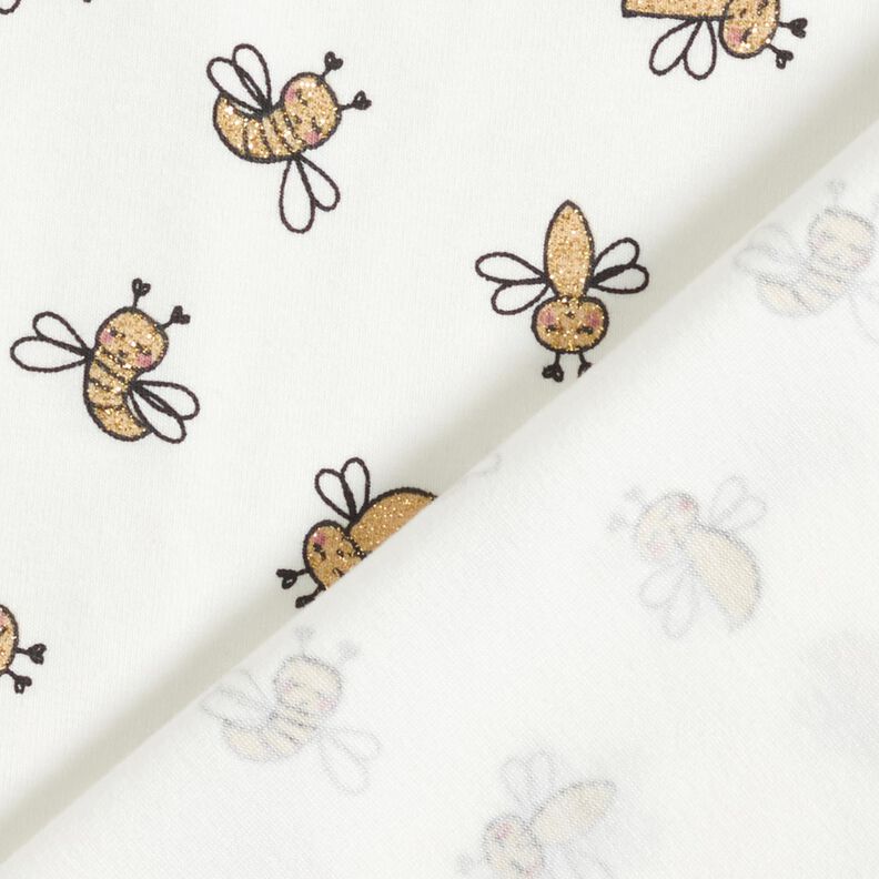 Cotton Jersey Glitter bees – ivory,  image number 4