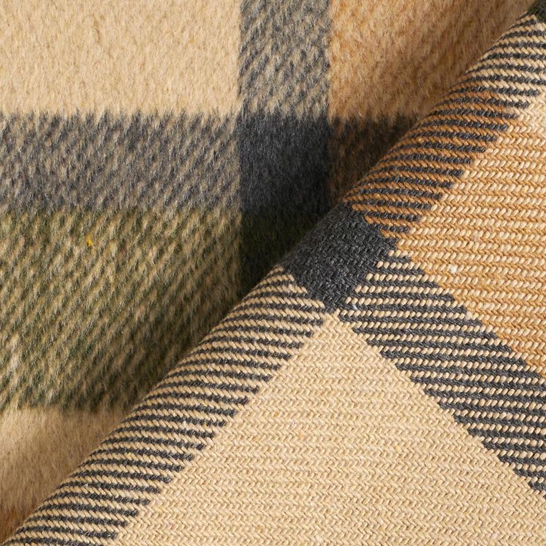 Coat fabric roughened tartan – sand/light khaki,  image number 4