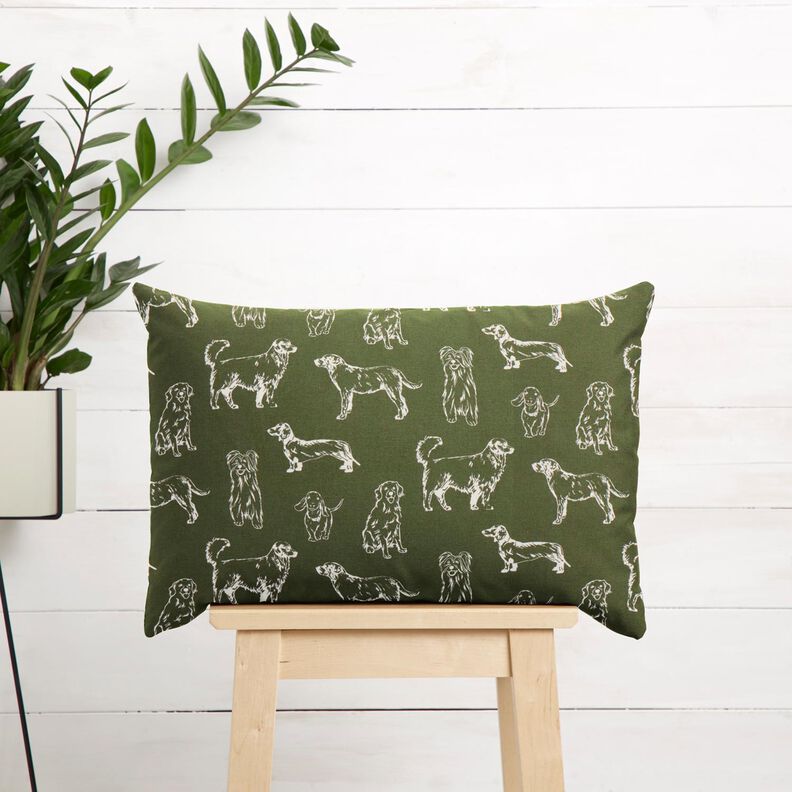 Decor Fabric Canvas Dogs – dark pine/cream,  image number 7