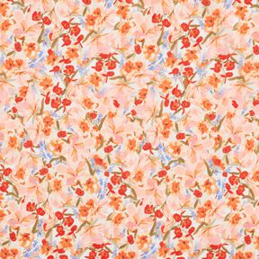 Watercolour sea of flowers digital print cotton voile – ivory/salmon | Remnant 50cm, 
