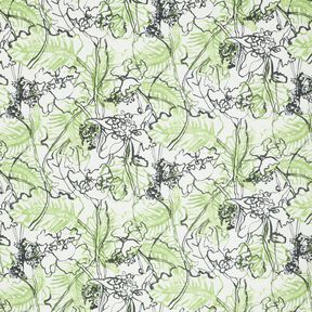 Abstract flowers cotton silk blend – ivory/May green, 