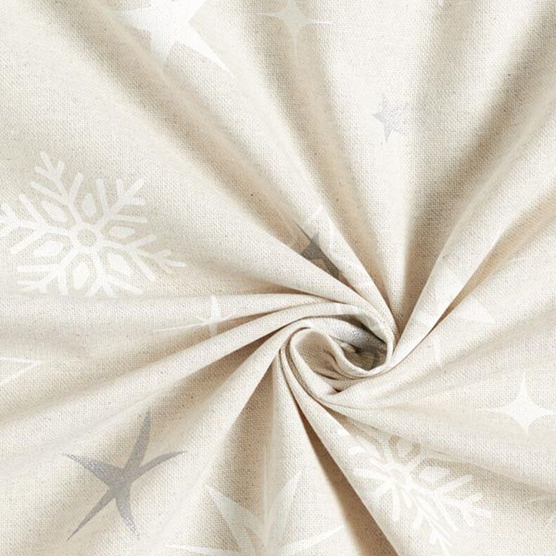 Half Panama Decor Fabric Shimmering Stars – silver/white,  image number 4