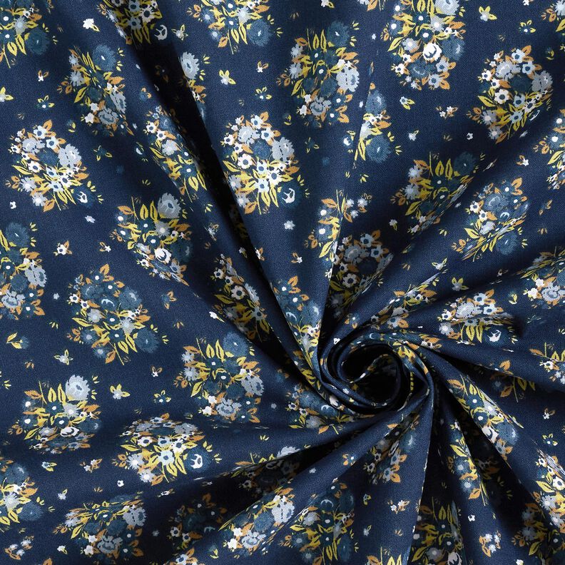 Organic Cotton Poplin Flower bouquet – navy blue,  image number 3