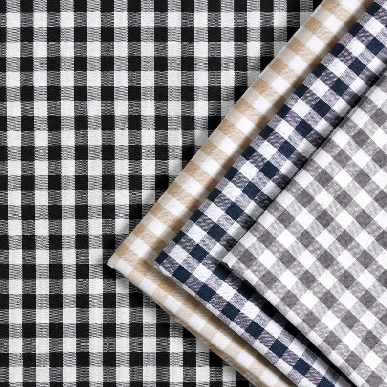 Cotton Vichy check 1 cm – blue-black/white,  image number 5