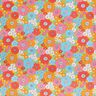 Cotton Cretonne large retro flowers – turquoise/sunglow,  thumbnail number 1