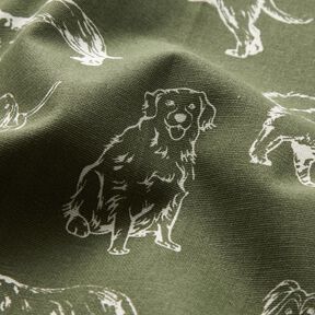 Decor Fabric Canvas Dogs – dark pine/cream, 
