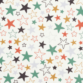 Cotton Flannel colourful stars – ivory, 