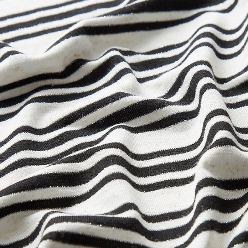 Viscose jersey, irregular glitter stripes – offwhite/black,  image number 2