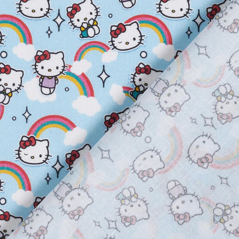 Cotton Poplin Hello Kitty rainbows Licensed Fabric | SANRIO – sky blue,  image number 4