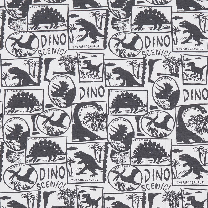 Cotton Jersey Dinosaur patches | by Poppy white/anthracite,  image number 1