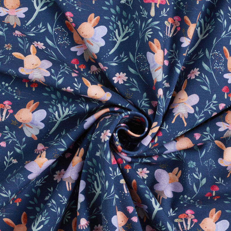 GOTS Cotton Jersey Bunny fairies Digital Print | by Poppy navy blue,  image number 3