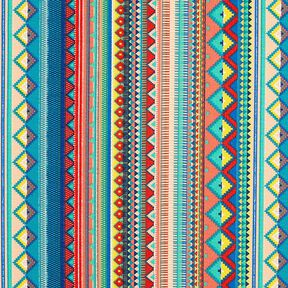 Coated Cotton ethnic stripes – blue/orange, 