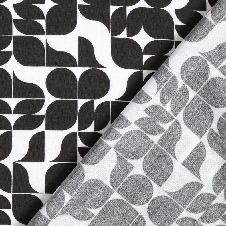 viscose fabric retro graphics – black/white,  image number 4